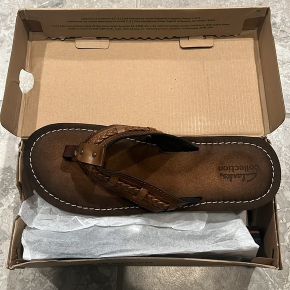 Clarks Fenner Nerice Honey Leather Sandals, Mon Chéri Size 9M New in Box - Picture 10 of 13